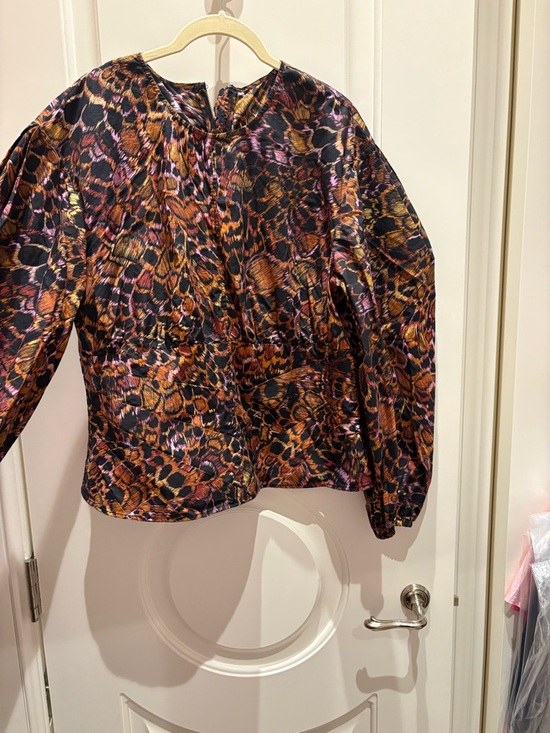 Ulla Johnson Tops - Ulla Johnson Printed Puff-Sleeve Top in Black, Brown & Pink